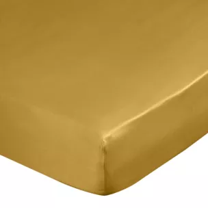 Prześcieradło z gumką 220x200 cm z satyny bawełnianej kolor musztardowy 125 g/m2 DINA Diva Line