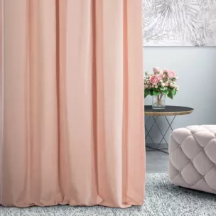 Zasłona szyta na tunelu DORA - HIT pudrowa z miękkiej tkaniny o welurowej strukturze