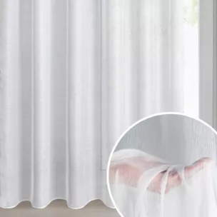 Firana biała o strukturze drobnego deszczyku wzór pionowy 350x250 cm taśma REBECCA