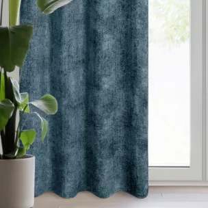 Zasłona granatowa z tkaniny szenilowej 135x250 przelotka - ALETA