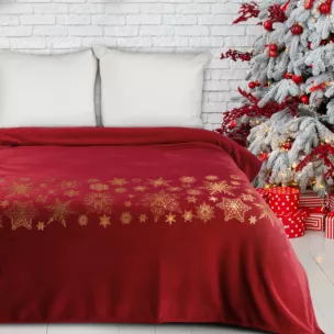 Koc 150x200 cm czarno, złoty ozdobiony gwiazdkami JOY