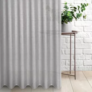 Zasłona szyta na taśmie 5 cm ADISA srebrna o luźnym lnianym splocie z błyszczącą nicią