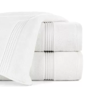 Ręcznik kąpielowy 50x90 cm bawełniany kolor biały 0 twist zdobiony paseczkami 550 g/m2 MOLLY