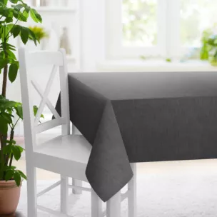 Obrus szyty popielaty z miękkiej matowej tkaniny o nieregularnym wzorze z efektem melanżu