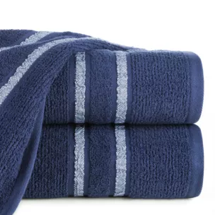 Ręcznik do rąk 30x50 cm bawełniany kolor granatowy w kontrastujące pasy 500 g/m2 DINA