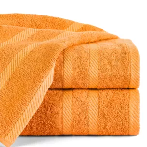 Ręcznik kąpielowy 70x140 cm bawełniany kolor pomarańczowy z ozdobną bordiurą 500 g/m2 MILO