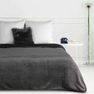 Koc 170x210 stalowy z miękkiego polaru ze strukturą baranka TEDY Eurofirany Premium