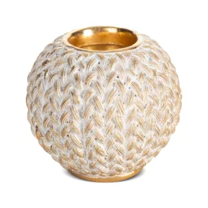 Świecznik dekoracyjny MOLI zdobiony wzorem plecionego sweterka