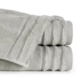 Ręcznik do rąk 30x50 cm bawełniany kolor srebrny zdobiony prążkami z błyszczącej nici 500 g/m2 LUNARI