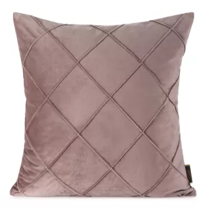 Poszewka na poduszkę 45x45 cm welwetowa pudrowo różowa z geometrycznym przeszywanym wzorem NALA Eurofirany Premium