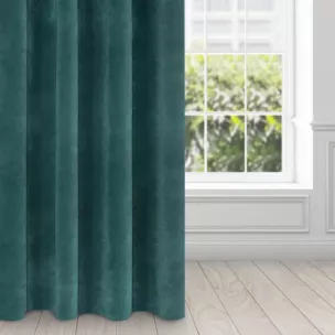 Zasłona ciemnoturkusowa z ekskluzywnego aksamitnego welwetu 290 g/m2 140x250 cm 10 szt. przelotek - VILLA