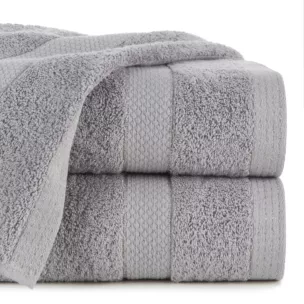 Ręcznik kąpielowy 70x140 cm bawełniany kolor srebrny z bordiurą w paseczki 500 g/m2 BARI