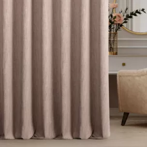 Zasłona szyta na flexach wrzosowa z tkaniny o naturalnym splocie z efektem melanżu