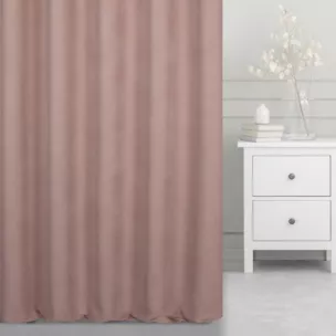 Zasłona szyta na taśmie 5 cm ciemnoróżowa z miękkiej tkaniny o welurowej strukturze i wyraźnym splocie