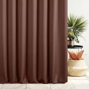 Zasłona szyta na flexach ruda z tkaniny o naturalnym splocie z efektem melanżu
