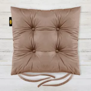 Poduszka na krzesło dwustronna 40 x 40 x 8 cm welwetowa jasnoróżowa