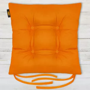 Poduszka na krzesło dwustronna 40 x 40 x 8 cm welurowa pomarańczowa ADORE