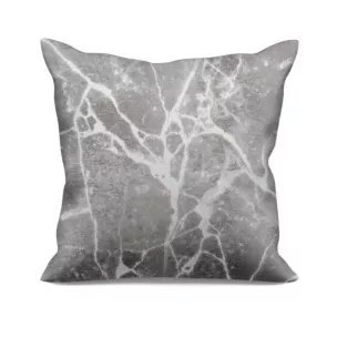 Poszewka szyta popielata z gładkiej tkaniny żakardowej z efektem marmuru