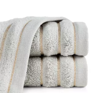 Ręcznik do rąk 30x50 cm bawełniany kolor srebrny z błyszczącą bordiurą 500 g/m2 NADINE