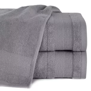 Ręcznik kąpielowy 50x90 cm bawełniany kolor srebrny w pasy przetykany błyszczącą nicią 500 g/m2 APRIL