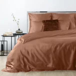 Pościel 140x200 cm komplet 2 częściowy bawełniany kolor ceglasty Nova 3