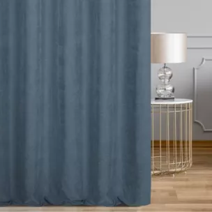 Zasłona szyta na taśmie 5 cm niebieska z szenilowej tkaniny