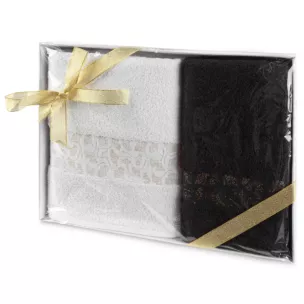 Zestaw ręczników bawełnianych na prezent 2 szt kolor biały,czarny 450 g/m2 BLINK