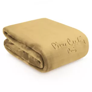 Koc 160x220 cm miodowy o wysokiej gramaturze z haftowanym logo CLARA Pierre Cardin