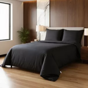 Pościel 220x200 cm komplet 3 częściowy gładka z makosatyny bawełnianej kolor czarny DELIA Reina Line