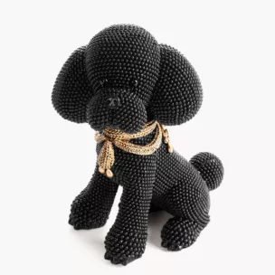 Figurka czarno-złota pies  o drobnym strukturalnym wzorze 15x10x19 cm ELDO