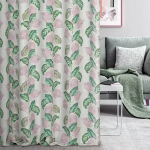 Zasłona szyta na taśmie 5 cm wielokolorowa z tkaniny bawełnianej o naturalnym płóciennym splocie