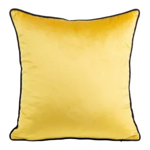 Poszewka na poduszkę 40x40 cm welwetowa, musztardowo czarna z ozdobną wypustką na brzegach MEL