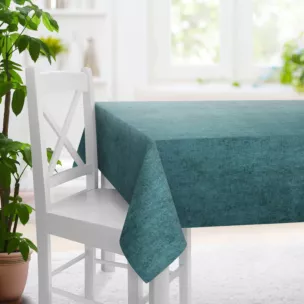 Obrus szyty BRIANNA turkusowy miękka szenilowa o wyraźnym splocie i lekkim połysku