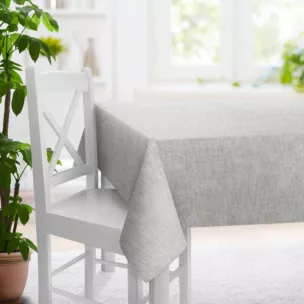 Obrus na wymiar srebrny tkanina o naturalnym charakterze z efektem melanżu