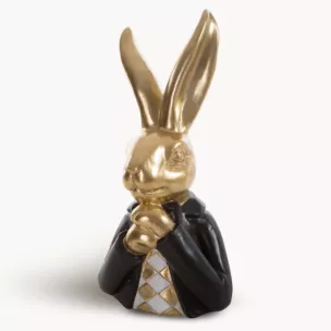 Figurka dekoracyjna ZAJĄCZEK w marynarce kolor czarno, złoty