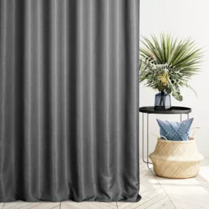 Zasłona szyta na taśmie 5 cm stalowa z tkaniny typu dimout o średnim stopniu zaciemnienia