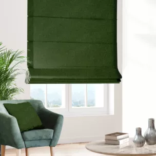 Roleta rzymska DORA - HIT zielona z miękkiej tkaniny o welurowej strukturze