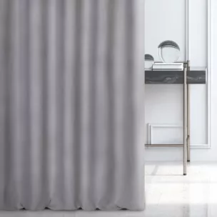 Zasłona szyta na taśmie 5 cm jasnoszara o naturalnym, gęstym splocie w stylu eko