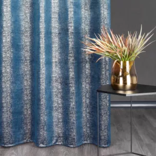 Zasłona granatowo, złocista z lśniącą przecierką z welwetu 140x250 cm przelotka MABEL