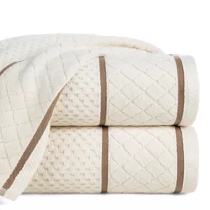 Ręcznik do rąk 30x50 cm bawełniany zero twist kremowy o ryżowej strukturze 550 g/m2 FAVORI