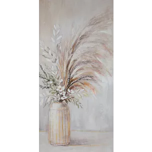 Obraz ręcznie malowany na płótnie bukiet kwiatów z trawą pampasową