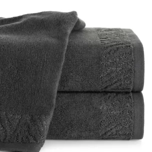 Ręcznik do rąk 30x50 cm bawełniany kolor stalowy z ozdobną błyszczącą bordiurą 500 g/m2 MARGO