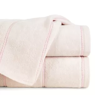 Ręcznik kąpielowy 70x140 cm bawełniany kolor różowy z welwetową ozdobną bordiurą 500 g/m2 MARI