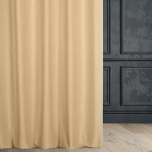 Zasłona szyta na taśmie 5 cm złoto jasnobeżowa z miękkiej półmatowej tkaniny welwetowej