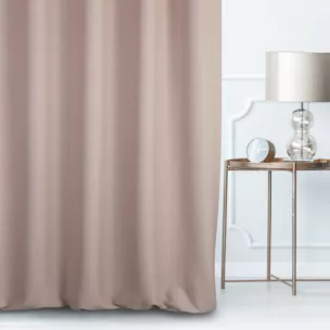 Zasłona szyta na taśmie 5 cm STYLE pudrowo różowa o naturalnym charakterze, z widocznym, ozdobnym splotem