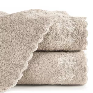 Ręcznik do rąk 30x50 cm bawełniany kolor beżowy z haftem ELARA - kolekcja FOREST SUMMER