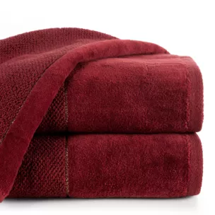 Ręcznik do rąk 30x50 cm bawełniany kolor bordowy z welwetową bordiurą 550 g/m2 ARIA