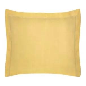 Poszewka na poduszkę 70x80 cm bawełniana musztardowa z satynowym połyskiem i ozdobną kantą NOVA COLOUR