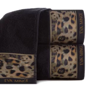 Ręcznik kąpielowy 70x140 cm bawełniany kolor czarny,brązowy z designerską bordiurą 500 g/m2 EVA 23 Eva Minge