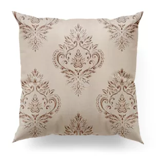 Poszewka szyta ciemnokremowa z miękkiej w dotyku tkaniny, z ornamentowym wzorem Pierre Cardin